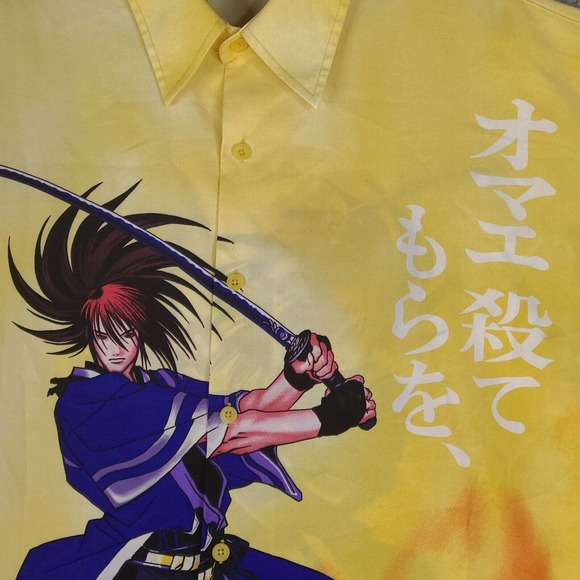 B Down Brand Vintage Shirt Mens Large Japanese Anime Samurai Button Down - Picture 5 of 16
